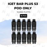 10 PCS - IGET Bar Plus S3 Pod Only 10000 Puffs