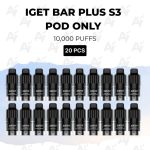20 PCS - IGET Bar Plus S3 Pod Only 10000 Puffs