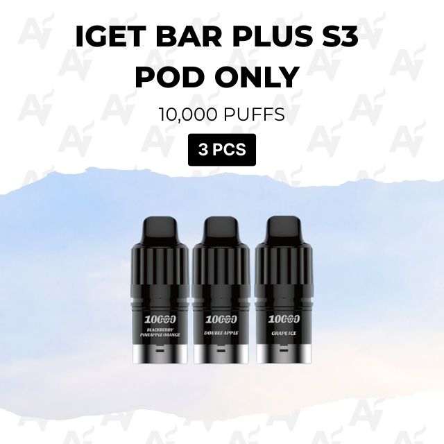 3 pcs iget bar plus s3 pod only 10000 puffs