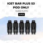 5 PCS - IGET Bar Plus S3 Pod Only 10000 Puffs