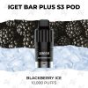 Iget bar plus pods 10000 puffs blackberry ice