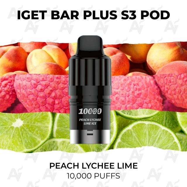 Iget bar plus pods 10000 puffs peach lychee lime