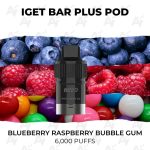 IGET Bar Plus Pod Blueberry Raspberry Bubble Gum 6000 Puffs