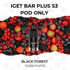 Iget bar plus s3 pod only black forest 10,000 puffs