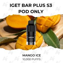 Iget bar plus s3 pod only mango ice 10,000 puffs