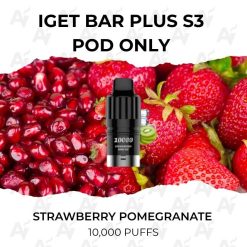 Iget bar plus s3 pod only strawberry pomegranate 10,000 puffs