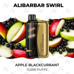Alibarbar Swirl Apple Blackcurrant 13000 Puffs gold disposable vape with apple slices and blackcurrants