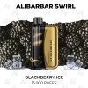 Alibarbar Swirl Blackberry Ice 13000 Puffs gold disposable vape with blackberries and ice cubes