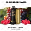 Alibarbar Swirl Raspberry Grape 13000 Puffs gold disposable vape with grape bunches and raspberries