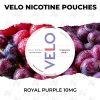 VELO Royal Purple 10mg nicotine pouch can on ripe red grapes