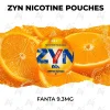 ZYN Fanta Orange 9.3mg nicotine pouch can on fresh orange slices