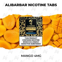 ALIBARBAR Nicotine Tabs Mango 4mg pack of 20 oral nicotine tabs with ripe mango slices