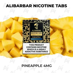 ALIBARBAR Nicotine Tabs Pineapple 4mg pack of 20 oral nicotine tabs with fresh pineapple chunks