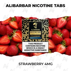 ALIBARBAR Nicotine Tabs Strawberry 4mg pack of 20 oral nicotine tabs with fresh strawberries